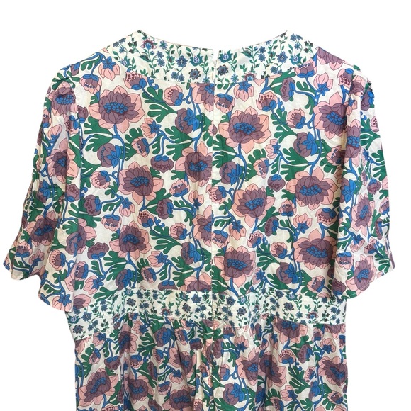 Boden Boho Vneck Floral Blue Purple Terrance Bud Dress Size 20/22 L - Picture 8 of 14